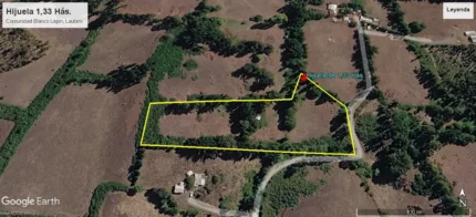 Terreno indígena en Lautaro sector Blanco Lepin con árboles nativos y servicios básicos