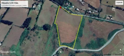 Terreno indígena en Muco Bajo Lautaro con 3,33 hectáreas y factibilidad eléctrica